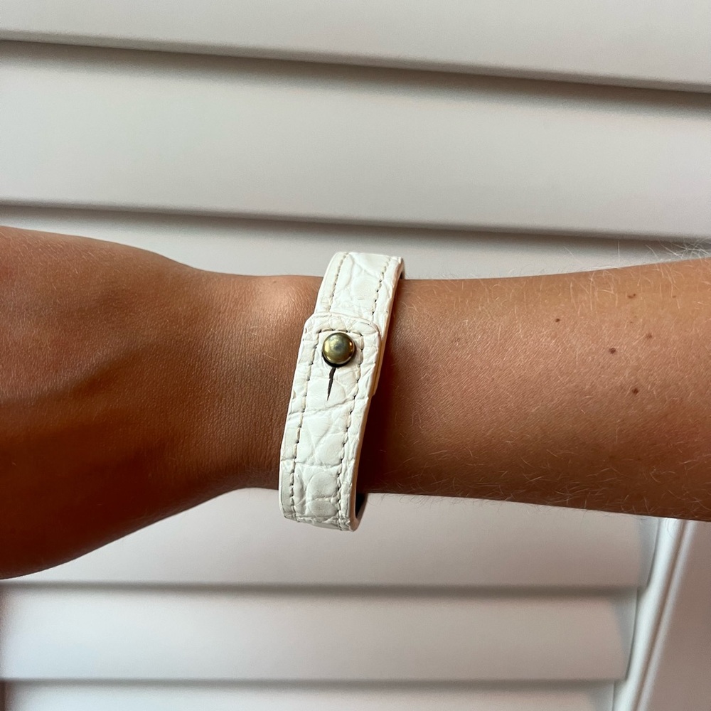 White Leather Blair’s Belts Bracelet